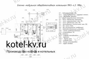 Чертеж модульной угольной котельной 4.5 МВт с ГВС Чертежи угольной модульной котельной 4.5 МВт с ГВС